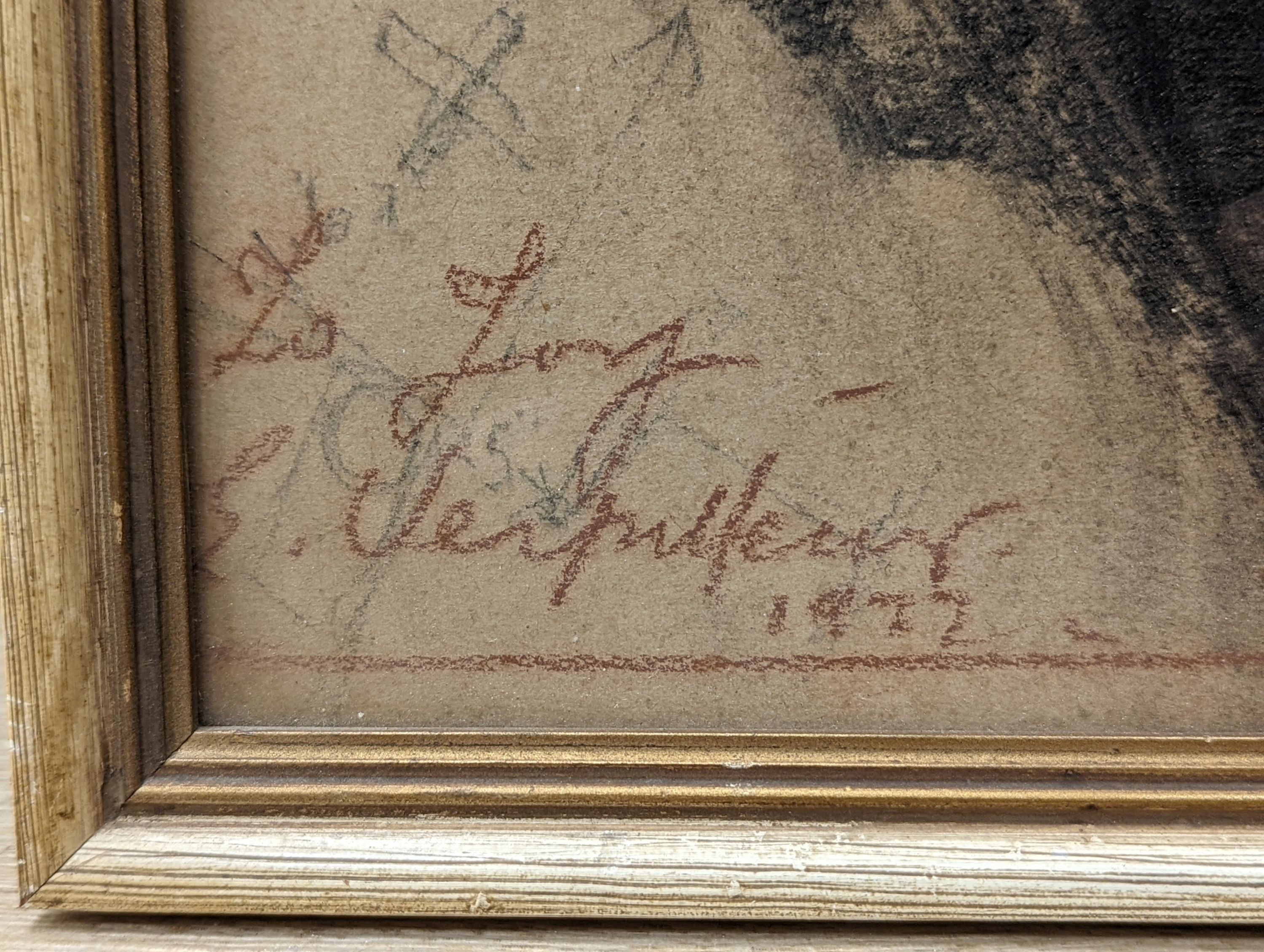 Émile Antoine Verpilleux MBE, (1888-1964), conte crayon, Portrait of Peter Godfrey-Fausett, signed and dated 1927, 45 x 35cm